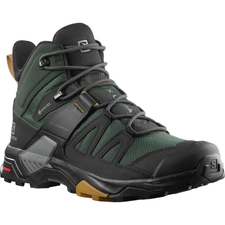 Green / Black Salomon X Ultra 4 Mid GTX Men's Hiking Boots | IE RS5693